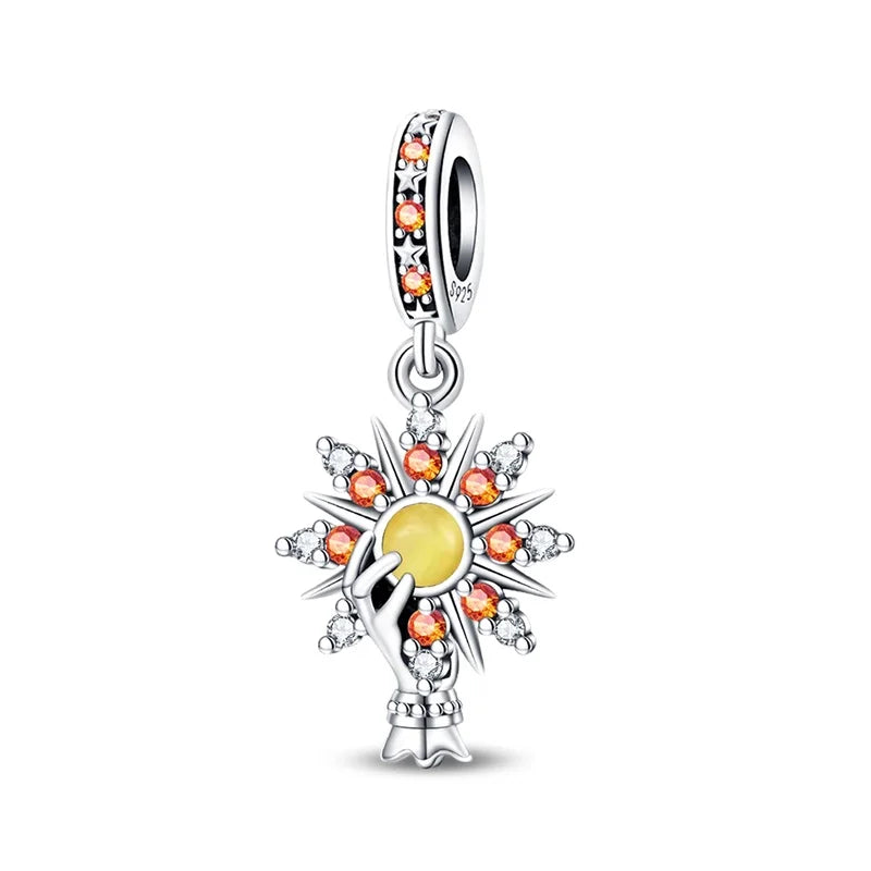 925 Sterling Silver Classic Sun Moon Stars Magic Tarot Charms Pendants For Women Fit 925 Original Bracelets DIY Jewelry