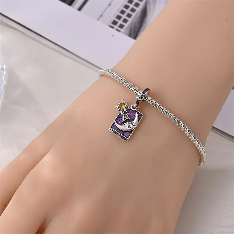 925 Sterling Silver Classic Sun Moon Stars Magic Tarot Charms Pendants For Women Fit 925 Original Bracelets DIY Jewelry