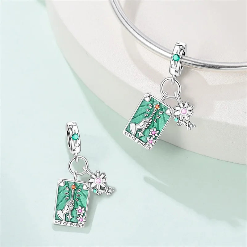 925 Sterling Silver Classic Sun Moon Stars Magic Tarot Charms Pendants For Women Fit 925 Original Bracelets DIY Jewelry