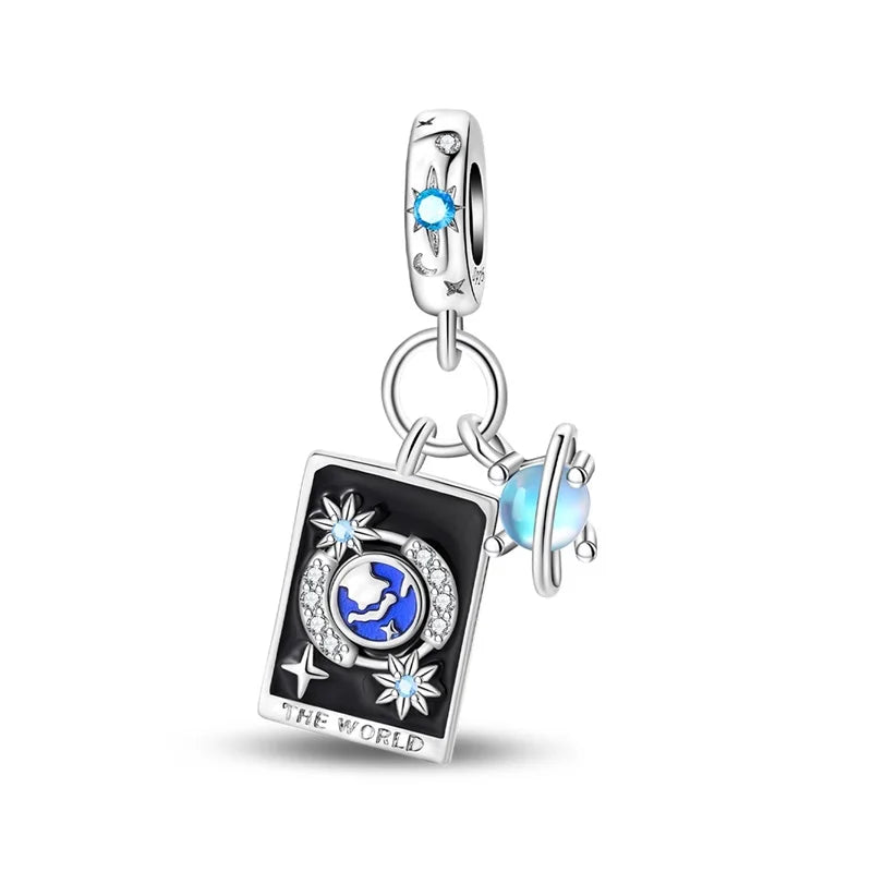 925 Sterling Silver Classic Sun Moon Stars Magic Tarot Charms Pendants For Women Fit 925 Original Bracelets DIY Jewelry