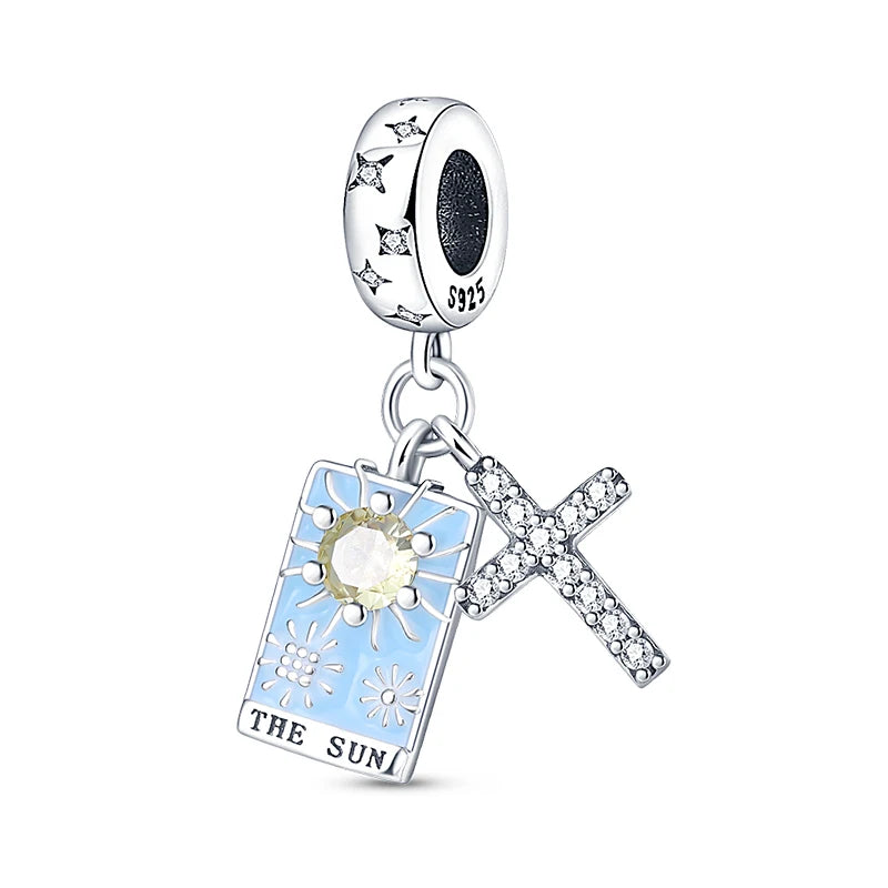 925 Sterling Silver Classic Sun Moon Stars Magic Tarot Charms Pendants For Women Fit 925 Original Bracelets DIY Jewelry