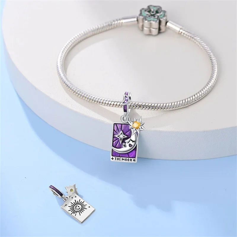 925 Sterling Silver Classic Sun Moon Stars Magic Tarot Charms Pendants For Women Fit 925 Original Bracelets DIY Jewelry