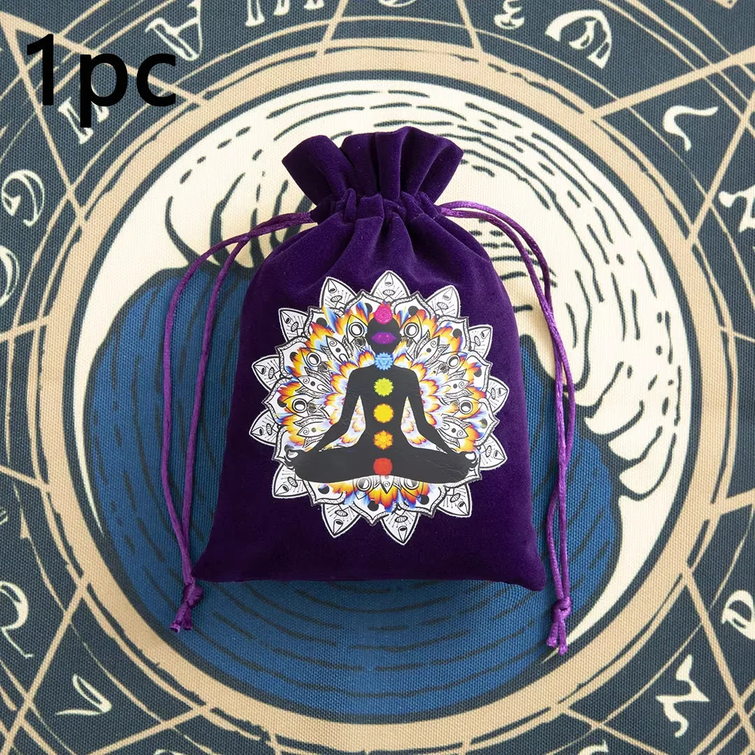 6pcs Velvet Moon Sun Tarot Storage Bag Board Game Cards Embroidery Drawstring Package Witchcraft Supplies for Altar Tarot Pouch