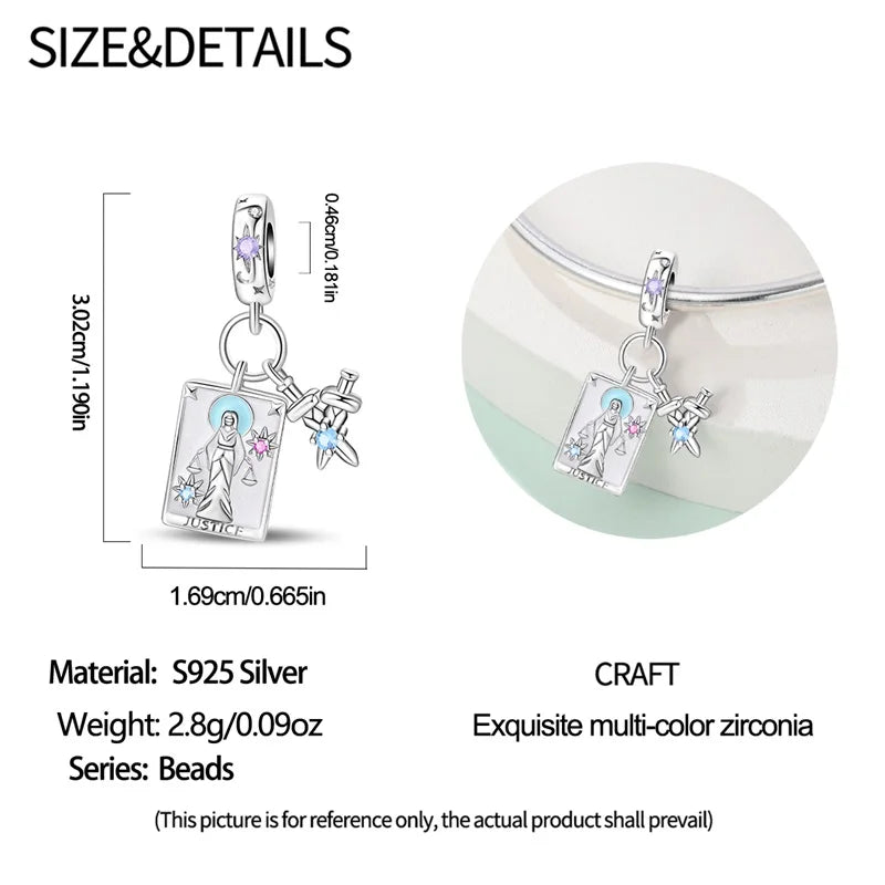 925 Sterling Silver Classic Sun Moon Stars Magic Tarot Charms Pendants For Women Fit 925 Original Bracelets DIY Jewelry