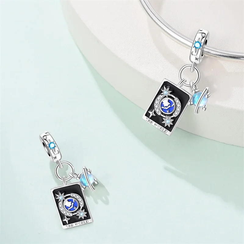 925 Sterling Silver Classic Sun Moon Stars Magic Tarot Charms Pendants For Women Fit 925 Original Bracelets DIY Jewelry