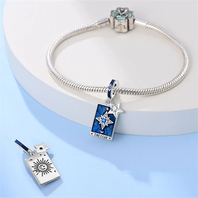 925 Sterling Silver Classic Sun Moon Stars Magic Tarot Charms Pendants For Women Fit 925 Original Bracelets DIY Jewelry