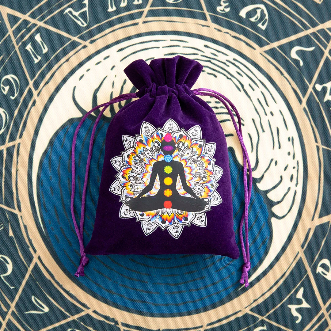 6pcs Velvet Moon Sun Tarot Storage Bag Board Game Cards Embroidery Drawstring Package Witchcraft Supplies for Altar Tarot Pouch