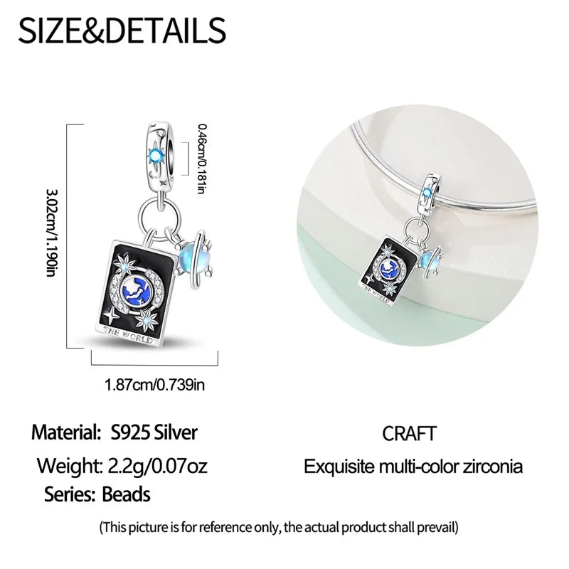925 Sterling Silver Classic Sun Moon Stars Magic Tarot Charms Pendants For Women Fit 925 Original Bracelets DIY Jewelry