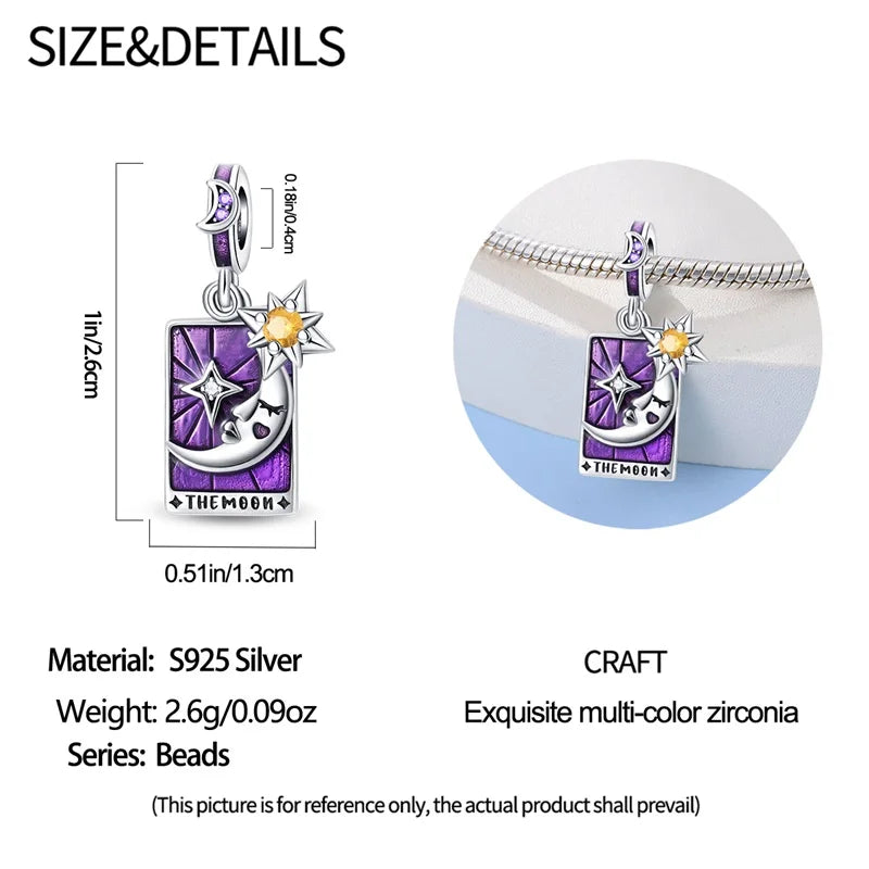 925 Sterling Silver Classic Sun Moon Stars Magic Tarot Charms Pendants For Women Fit 925 Original Bracelets DIY Jewelry
