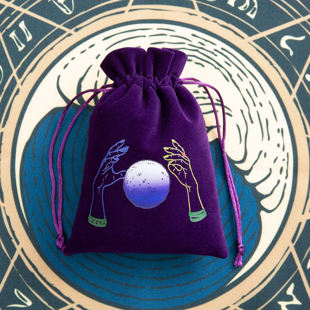 6pcs Velvet Moon Sun Tarot Storage Bag Board Game Cards Embroidery Drawstring Package Witchcraft Supplies for Altar Tarot Pouch
