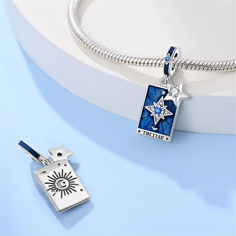 925 Sterling Silver Classic Sun Moon Stars Magic Tarot Charms Pendants For Women Fit 925 Original Bracelets DIY Jewelry