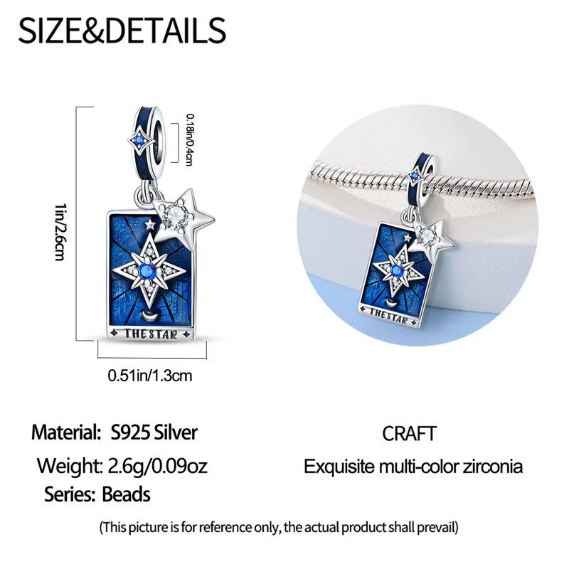 925 Sterling Silver Classic Sun Moon Stars Magic Tarot Charms Pendants For Women Fit 925 Original Bracelets DIY Jewelry