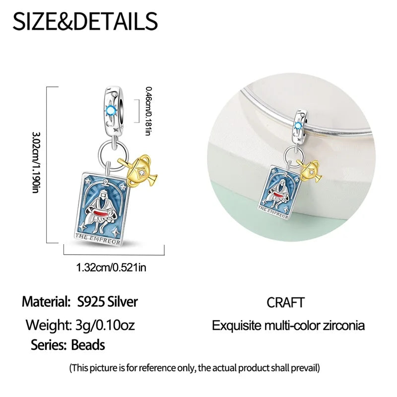 925 Sterling Silver Classic Sun Moon Stars Magic Tarot Charms Pendants For Women Fit 925 Original Bracelets DIY Jewelry