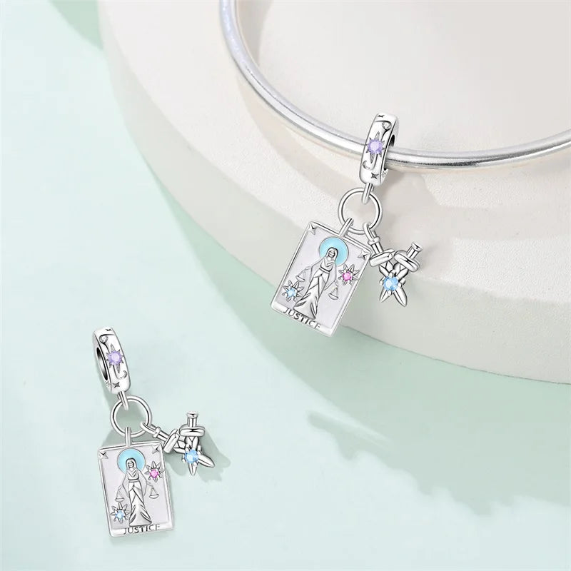 925 Sterling Silver Classic Sun Moon Stars Magic Tarot Charms Pendants For Women Fit 925 Original Bracelets DIY Jewelry
