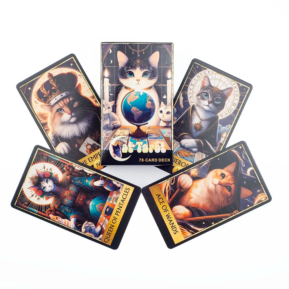 Cat Tarot A 78 Card Deck High Quality English Version Board Game for Easy and Fun Fortune Telling Perfect for Family Gatherings