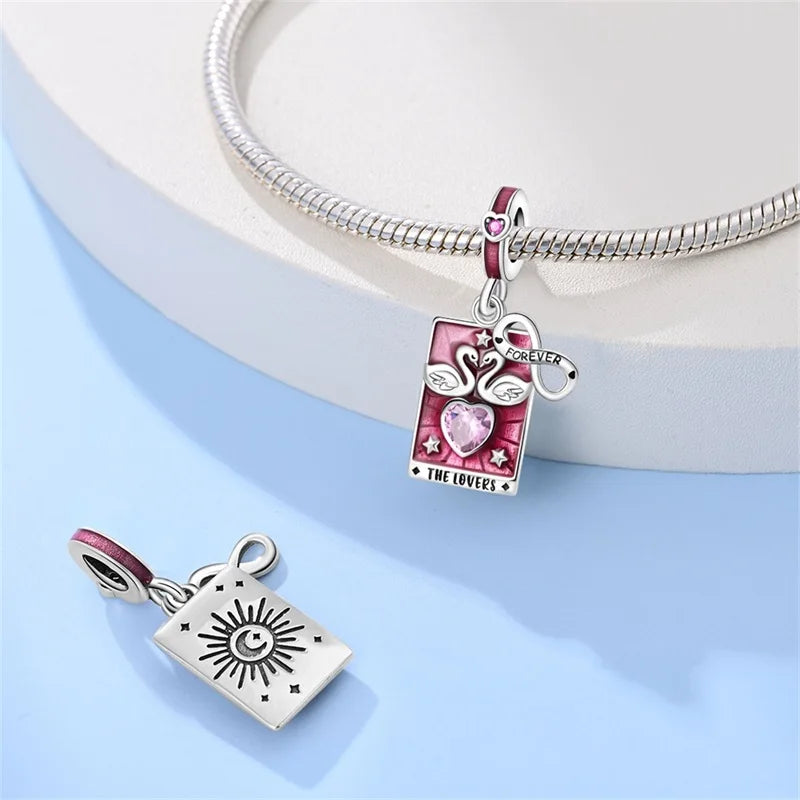 925 Sterling Silver Classic Sun Moon Stars Magic Tarot Charms Pendants For Women Fit 925 Original Bracelets DIY Jewelry