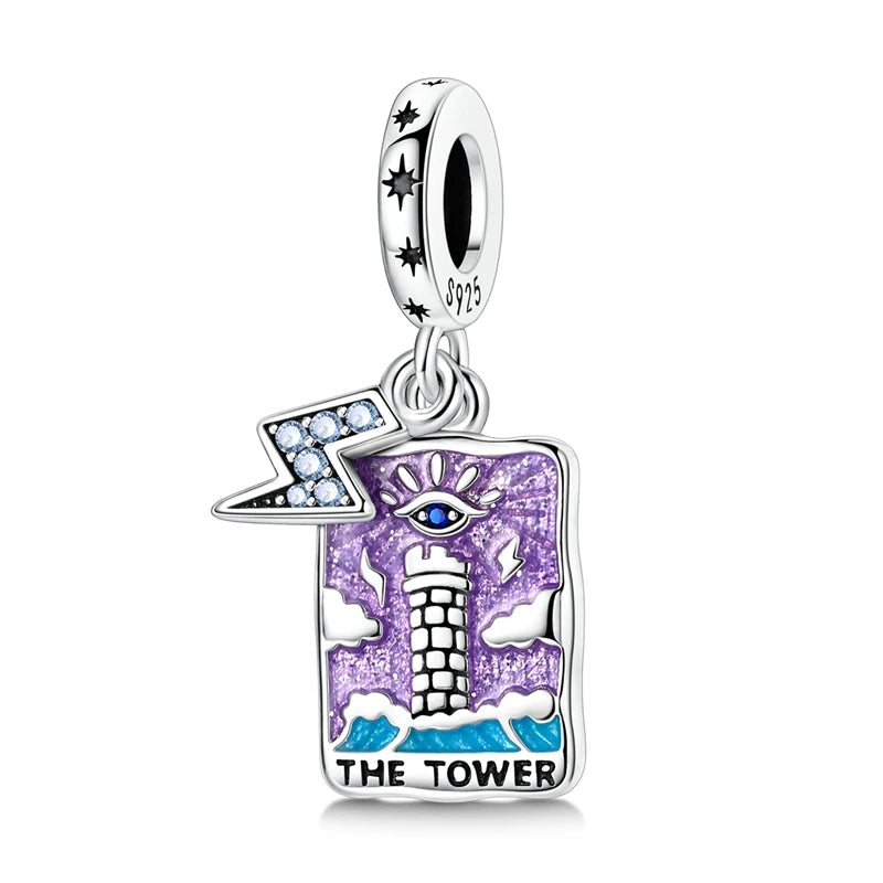 925 Sterling Silver Classic Sun Moon Stars Magic Tarot Charms Pendants For Women Fit 925 Original Bracelets DIY Jewelry