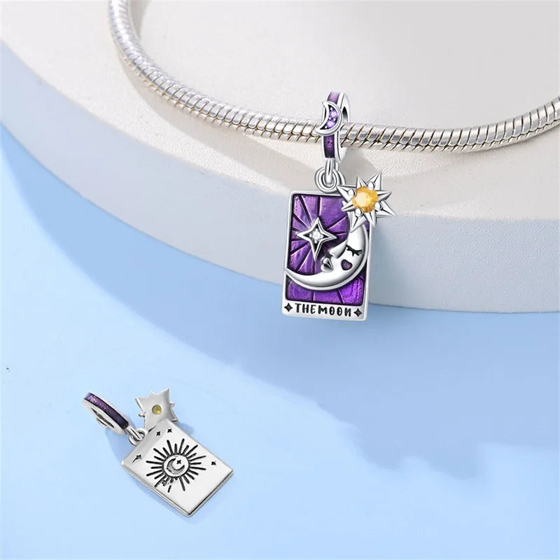925 Sterling Silver Classic Sun Moon Stars Magic Tarot Charms Pendants For Women Fit 925 Original Bracelets DIY Jewelry