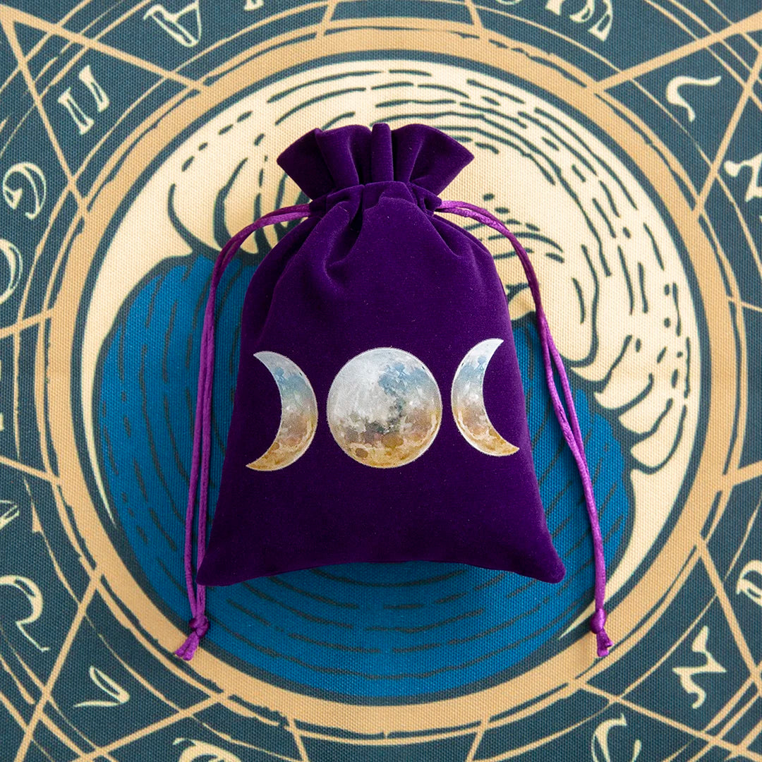 6pcs Velvet Moon Sun Tarot Storage Bag Board Game Cards Embroidery Drawstring Package Witchcraft Supplies for Altar Tarot Pouch