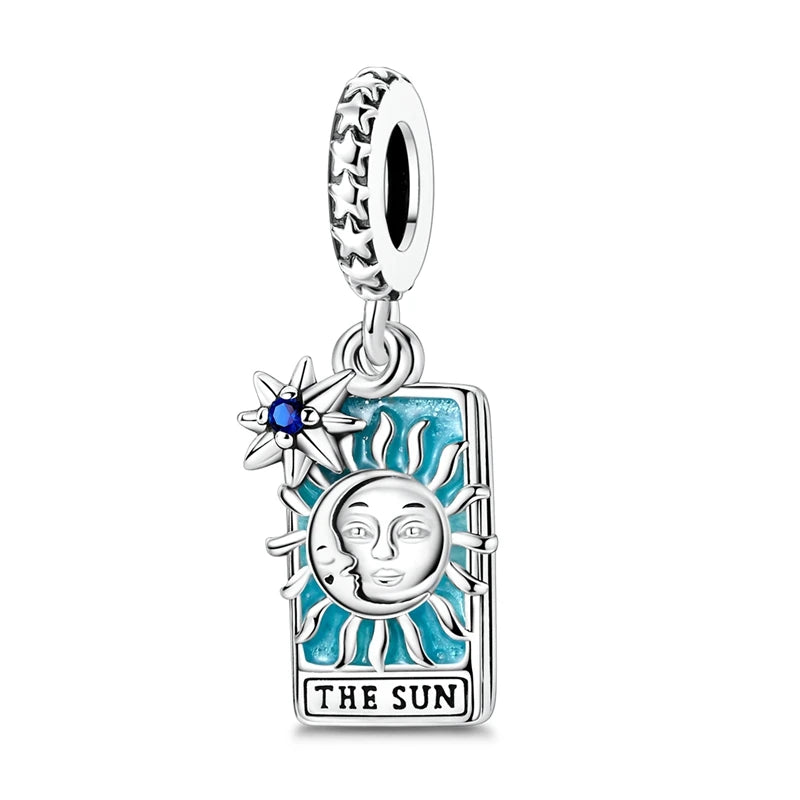 925 Sterling Silver Classic Sun Moon Stars Magic Tarot Charms Pendants For Women Fit 925 Original Bracelets DIY Jewelry