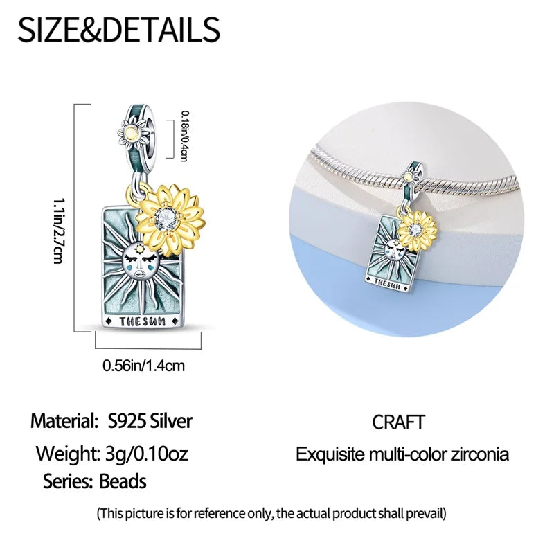 925 Sterling Silver Classic Sun Moon Stars Magic Tarot Charms Pendants For Women Fit 925 Original Bracelets DIY Jewelry