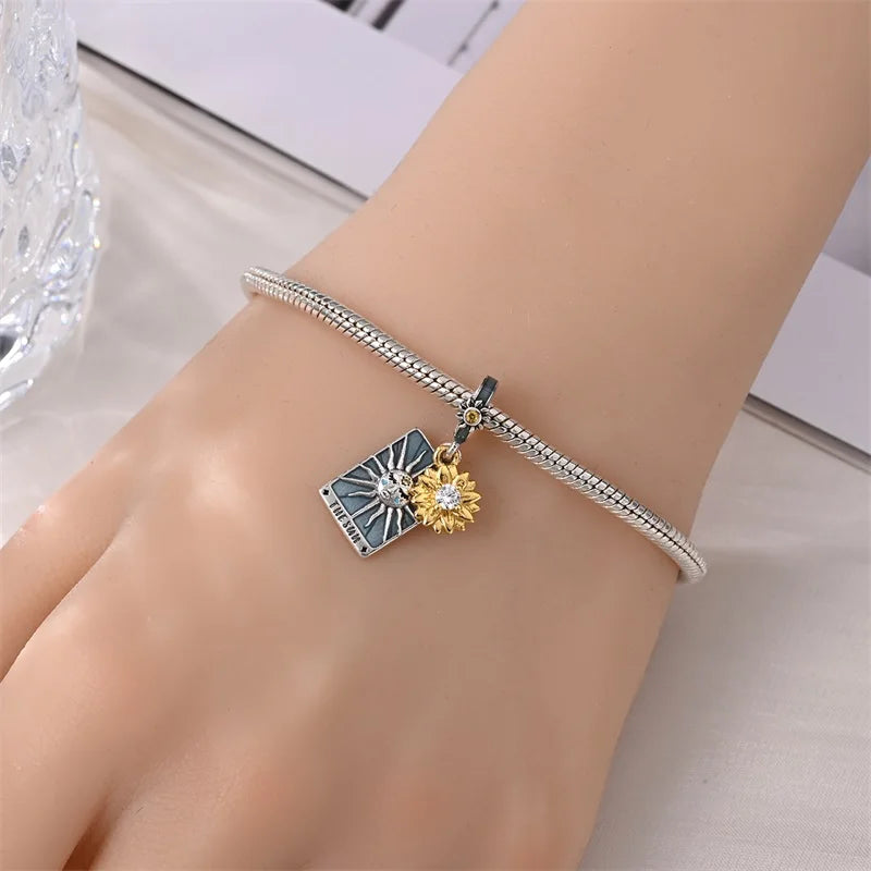 925 Sterling Silver Classic Sun Moon Stars Magic Tarot Charms Pendants For Women Fit 925 Original Bracelets DIY Jewelry