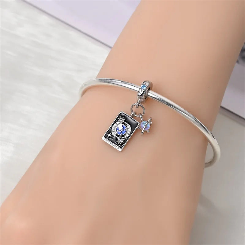925 Sterling Silver Classic Sun Moon Stars Magic Tarot Charms Pendants For Women Fit 925 Original Bracelets DIY Jewelry