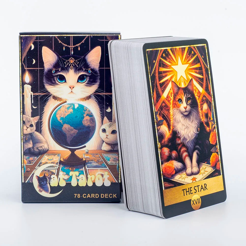 Cat Tarot A 78 Card Deck High Quality English Version Board Game for Easy and Fun Fortune Telling Perfect for Family Gatherings