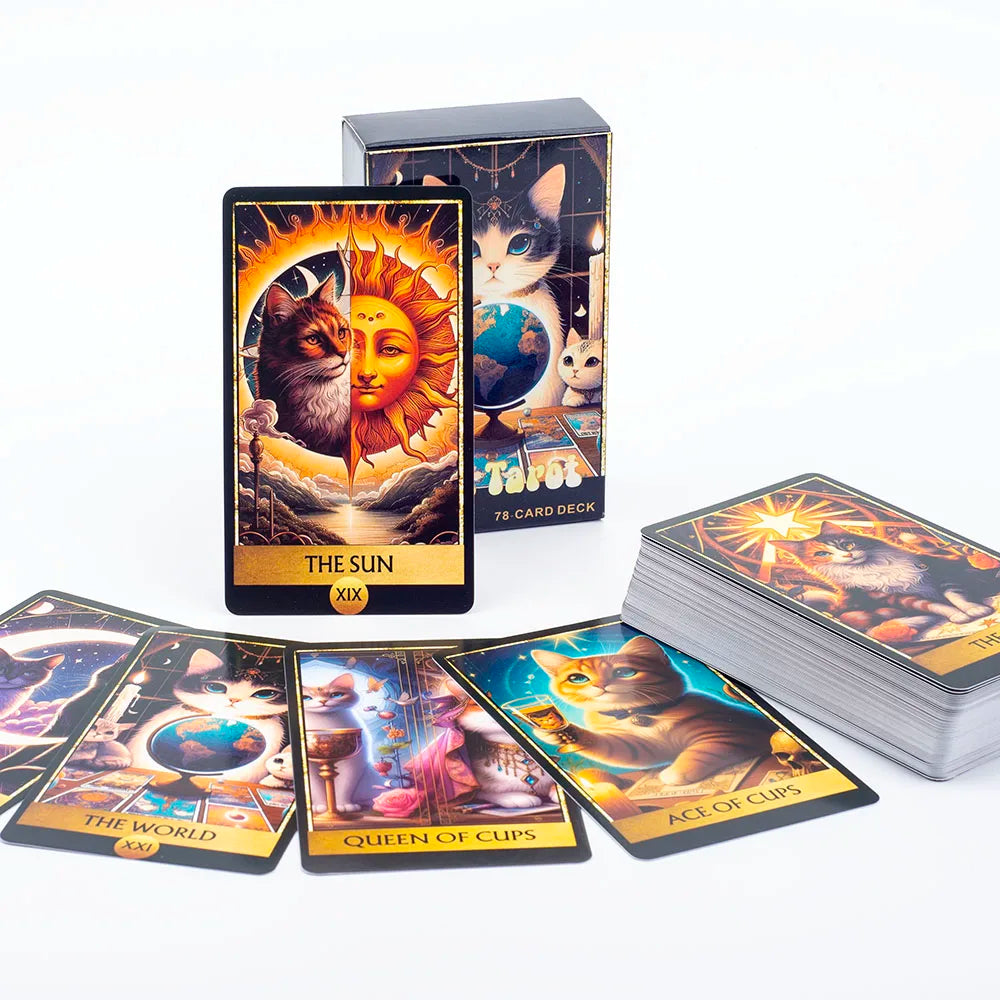 Cat Tarot A 78 Card Deck High Quality English Version Board Game for Easy and Fun Fortune Telling Perfect for Family Gatherings
