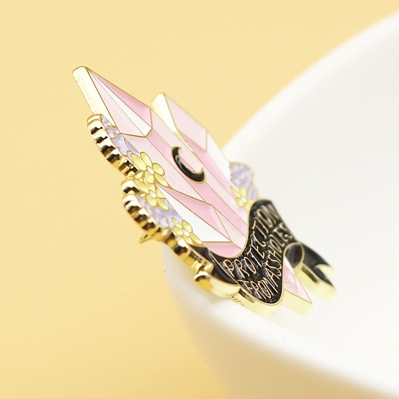 YUN JIE YAN Chic Crystal-Inspired Metal Badge with "Protection from Assholes" Motif - Stylish Alloy Brooch for Backpacks, Hats, Bags - Perfect Gift for Friends & Fans
