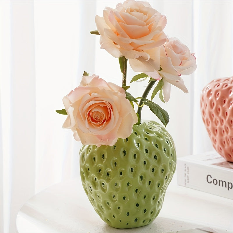 1pc, Handcrafted Resin Strawberry Vase - Perfect for Home Decor, Weddings, and More!
