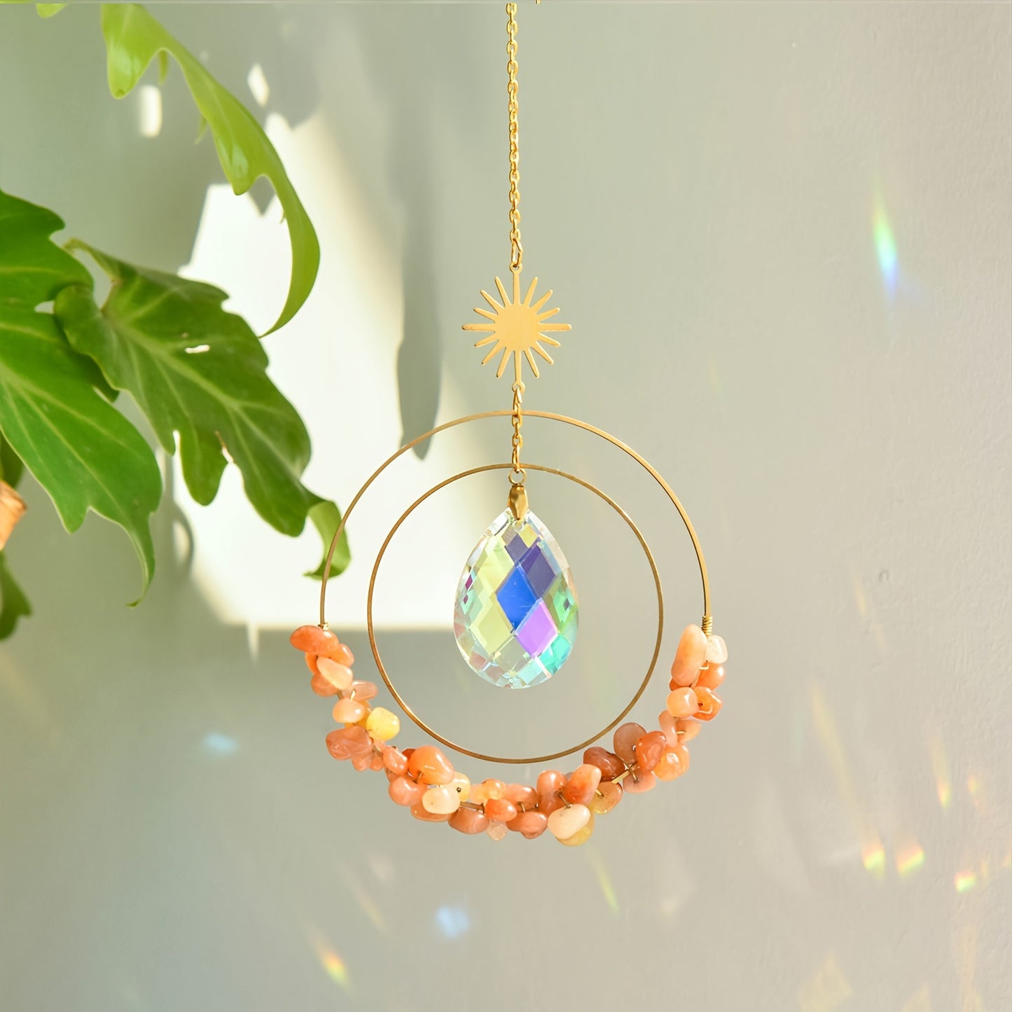 UNICI Amethyst Crystal Sun Catcher - Bohemian Style Window Hanging with Glass Prism, Rainbow Light Reflector for Home & Garden Decor, Perfect Gift for Mother's Day, Valentine's, Housewarming