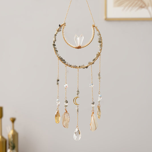 1pc Moon Crystals Dreamcatcher Suncatcher Crystal Dream Catcher Wind Chimes Crystal Ball Rainbow Maker Prisms For Charm Garden Suncatchers Indoor Window Outdoor Decor