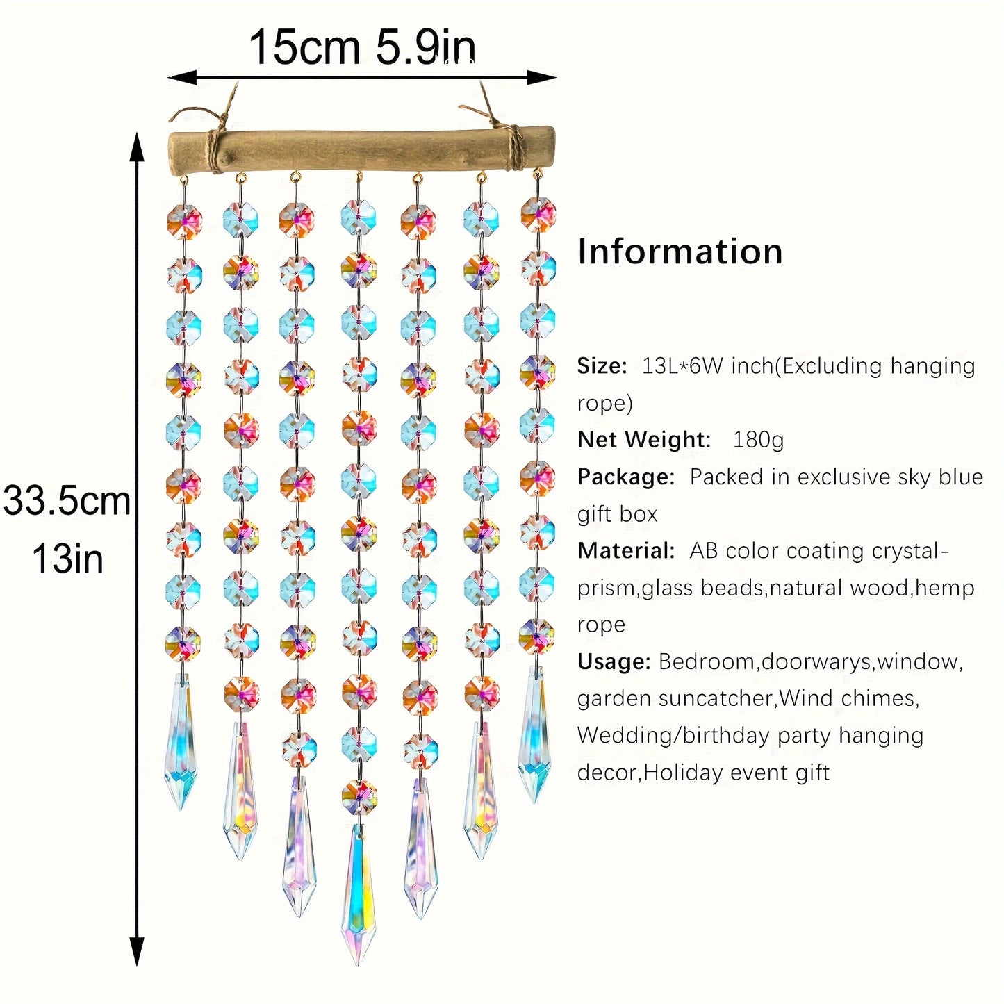 Handmade Garden Suncatcherss with Crystals Stones, Reflect Sunlight & Rainbow Maker Crystal Garden Suncatcherss Hanging Wind Chime, Yard Art Decor, Garden Garden Suncatcherss