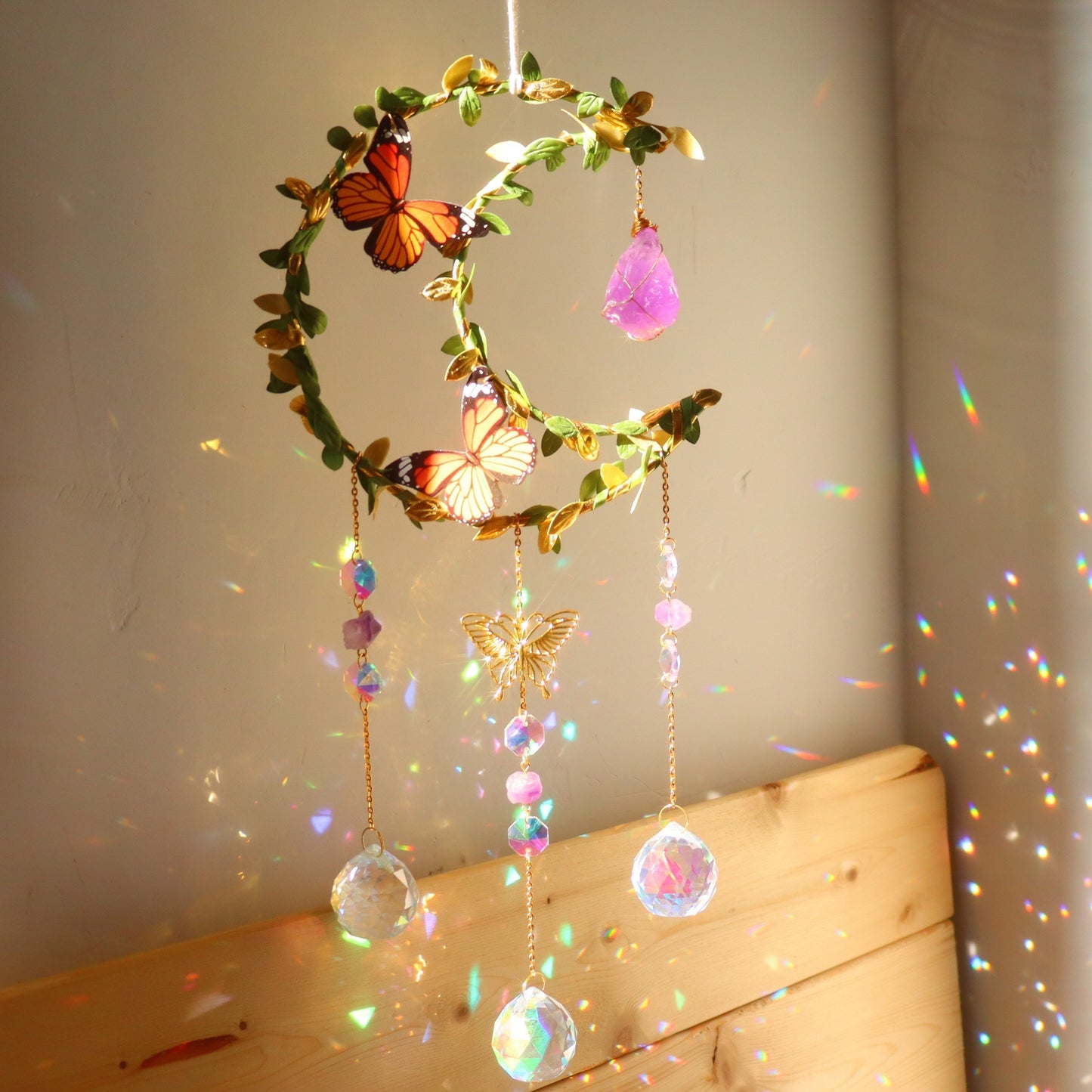1pc Crystal Sun Catcher, Moon Wind Chime Pendant For Wedding Party Home Decoration Car Hanging Hanging Ornament Suncatcher, Photo Props, Outdoor Decor