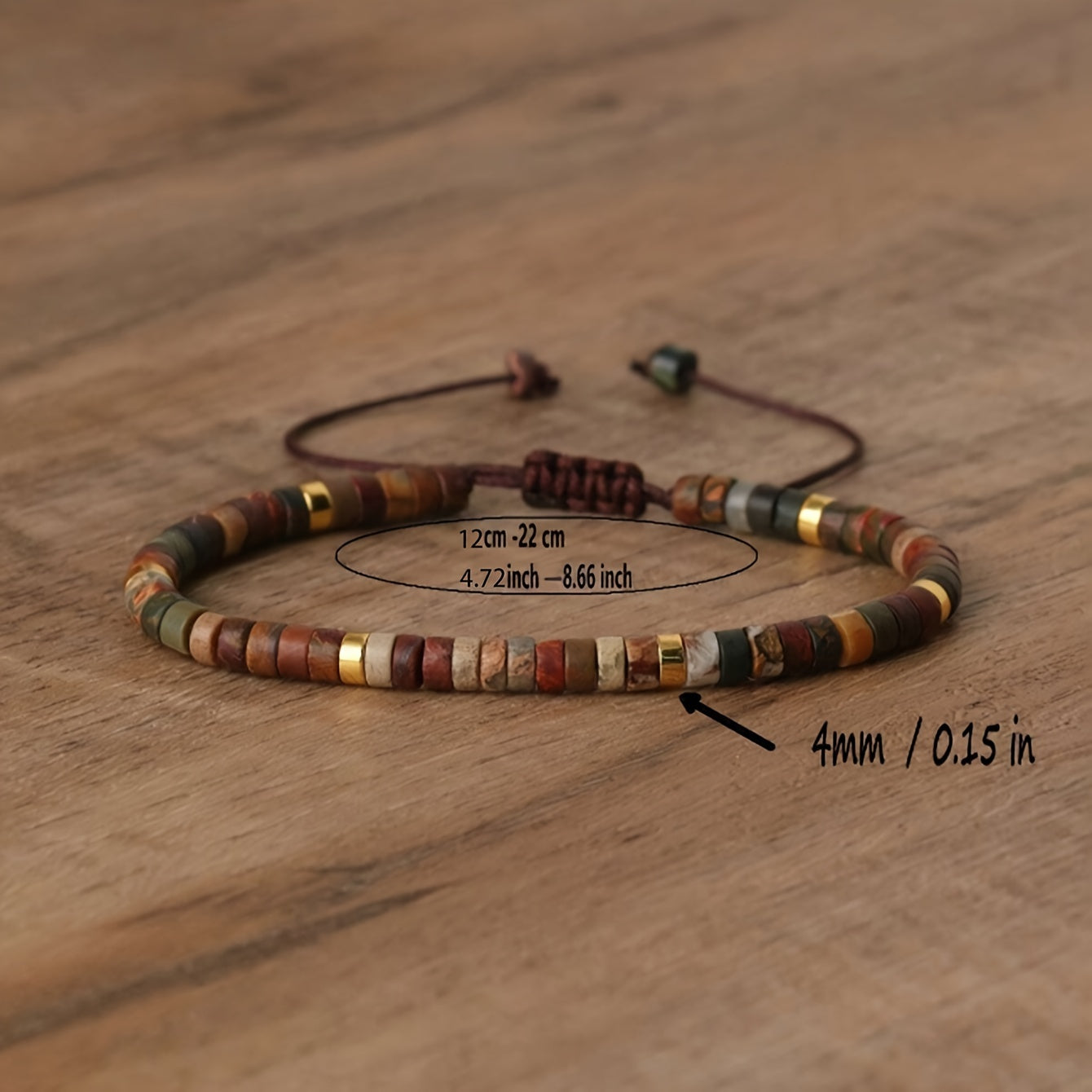 1pc Vintage Elegant Wooden 7 Chakra Healing Rock Bracelet for Women - Adjustable Reiki Yoga Beads, Daily & Party Wear, All-Season Accessory