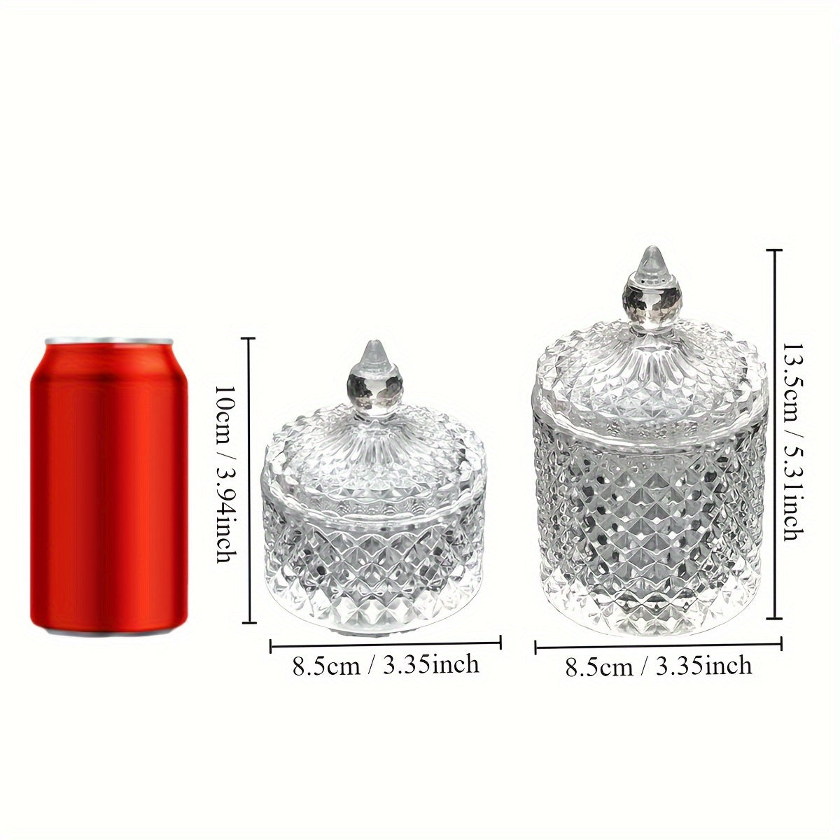 1pc Elegant Crystal Glass Jar with Lid, Transparent Swab Storage Box, Jewelry Organizer, Decorative Crystal Craft, Multi-Purpose Glass Container for Home Decor, Room Decor