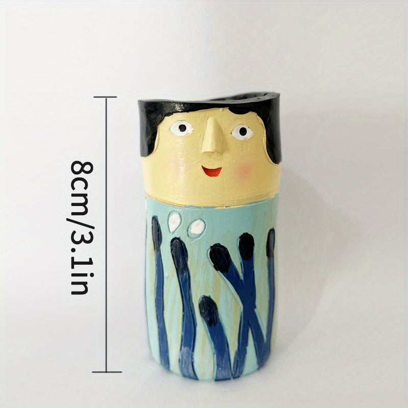 1pc Resin Spring Family Bud Vase, Bohemian Character Vase for Shelf Decor, Bathroom, Bedroom, Home Office, Wife Gift