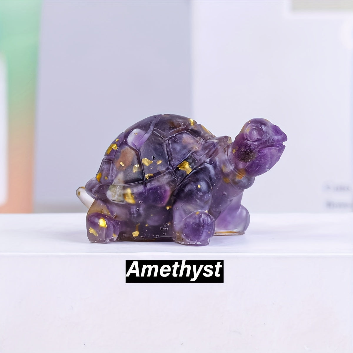 1pc, Natural Crystal Gravel Stone Resin Wrapped Small Turtle - Desktop Decoration Home Decoration, Chakra Meditation Gifts