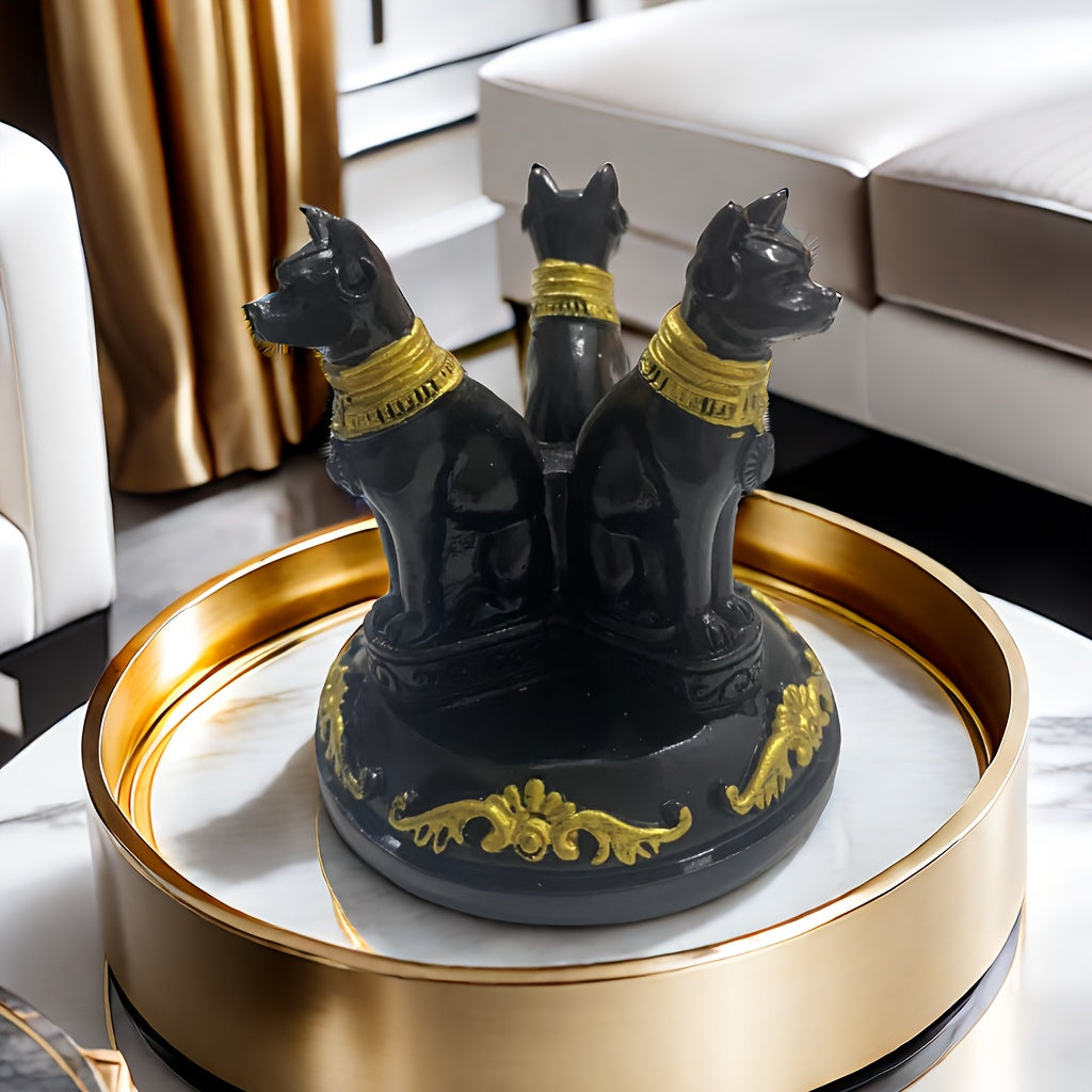 Egyptian Goddess Bastet Cat Statue with Crystal Ball Stand - Collectible Resin Figurine for Living Room, Indoor Use, No Electricity Required, Home Decor Desk Ornament, Gift for Cat Lovers (Ball Not Included)