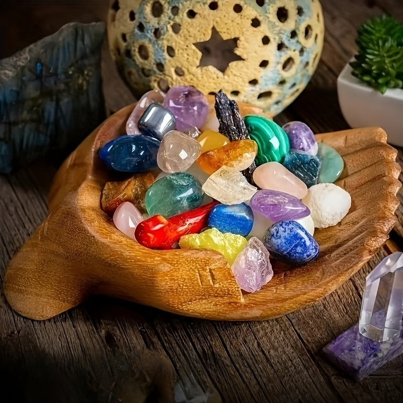 Chic Wooden Handheld Bowl with Crystal Accents - Versatile Decorative Storage for Home & Bedroom, Waterproof, Unique Design