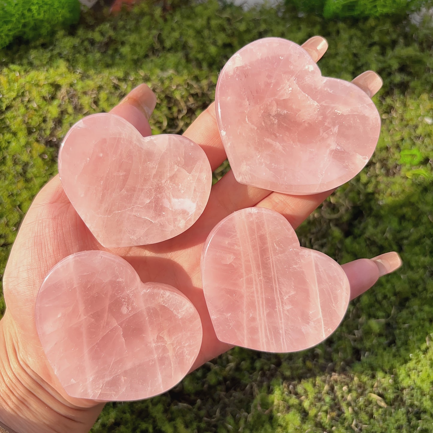 Runyangshi Pink Rose Quartz Heart-Shaped Crystal Bowl - Polished Natural Stone, Perfect for Home & Office Decor, Ideal Gift for Christmas, Mother's Day, Valentine's