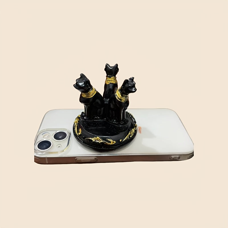 Egyptian Goddess Bastet Cat Statue with Crystal Ball Stand - Collectible Resin Figurine for Living Room, Indoor Use, No Electricity Required, Home Decor Desk Ornament, Gift for Cat Lovers (Ball Not Included)