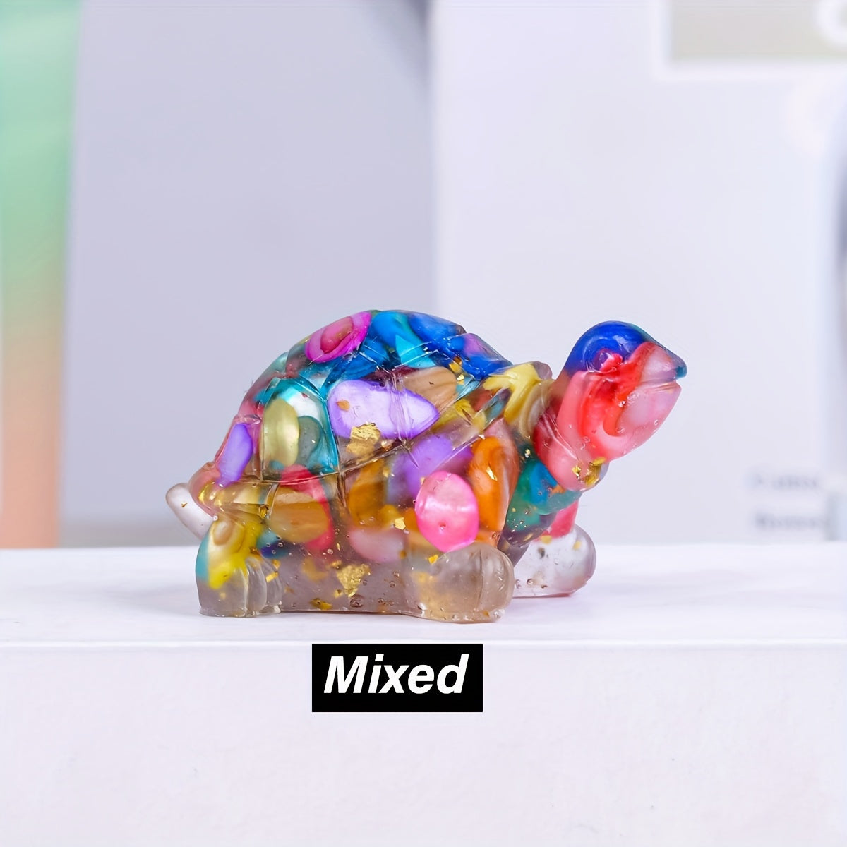 1pc, Natural Crystal Gravel Stone Resin Wrapped Small Turtle - Desktop Decoration Home Decoration, Chakra Meditation Gifts