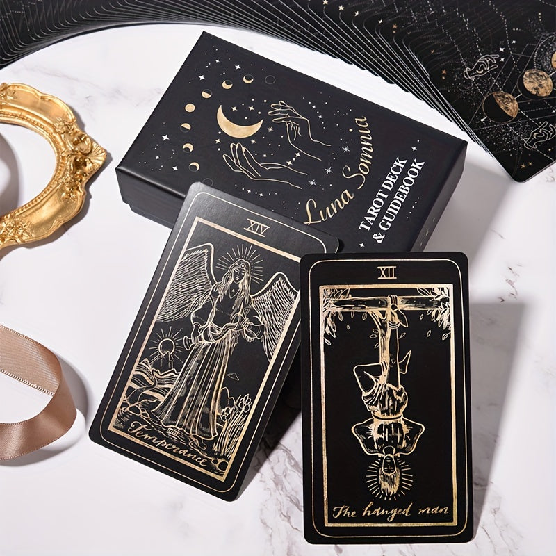 KEPNOY Luna Somnia Tarot Deck with Guidebook, 78-Card Standard Size, Paper Material, Fortune Telling Game for Halloween, Christmas, Thanksgiving Gift