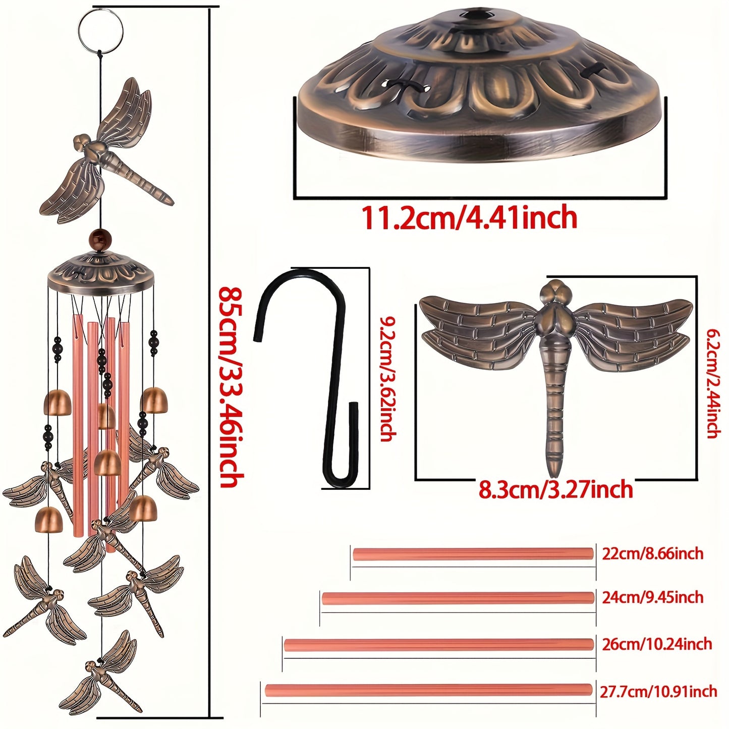 1set, Dragonfly Wind Chimes Decor, Wind Chime, Dragonfly Wind Bell, Dragonfly Decoration Wind Chimes, Home, Indoor, Yard, Patio, Festival, Garden, Outdoor Decoration, Gift For Mom