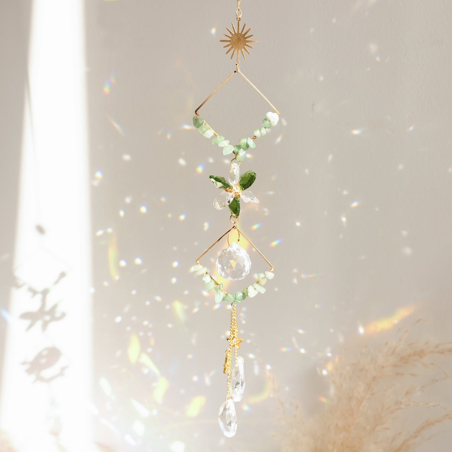 1pc Crystals Suncatcher Checkered Wind Chimes Crystal Ball Rainbow Maker Prisms For Indoor Window Car Charm Garden Outdoor Decor