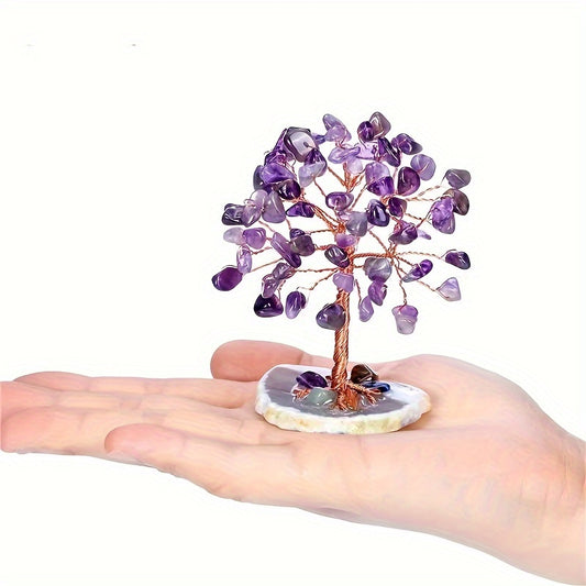 1pc 7 Chakra Crystal Tree - Natural Reiki Gemstone for Home & Office Decor, Energy Balancing, and Prosperity Attraction