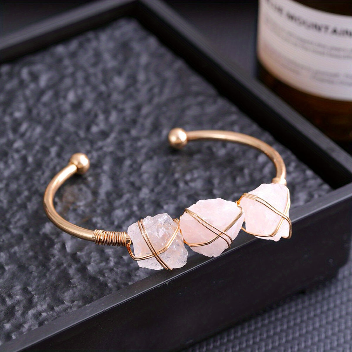 1pc Natural Crystal Bracelet Irregular Raw Stone Copper Wire Wrapped Chakra Healing Balance Reiki Yoga Meditation Wicca Gemstone Women's Hand Jewelry Chain Holiday Gift