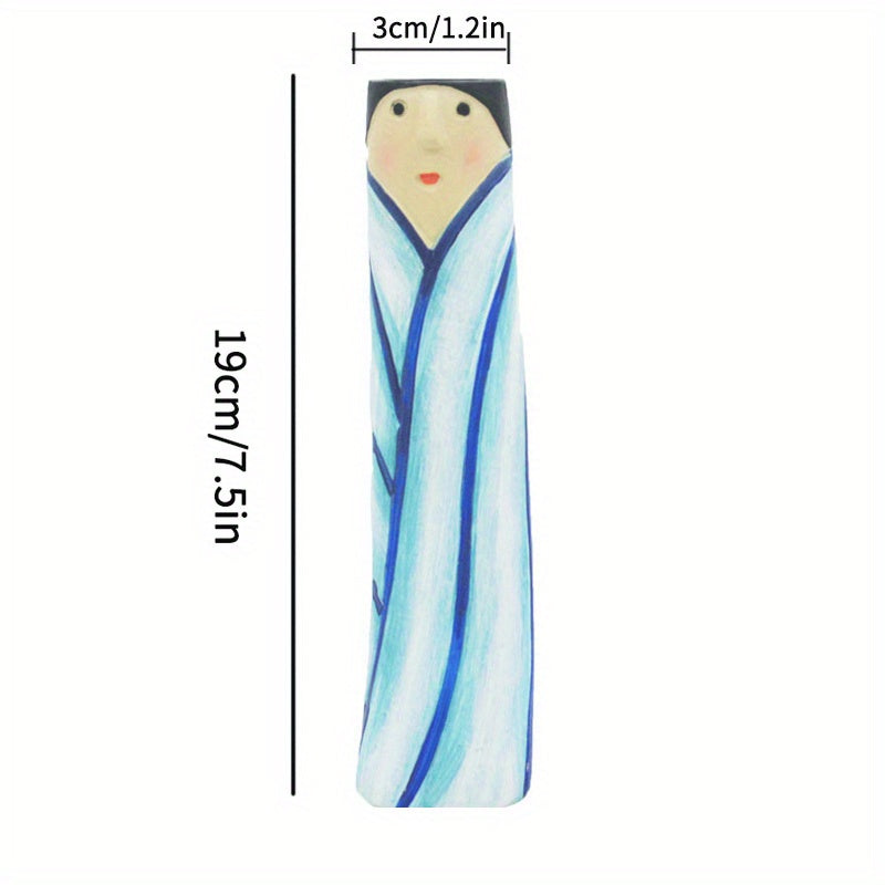 1pc Resin Spring Family Bud Vase, Bohemian Character Vase for Shelf Decor, Bathroom, Bedroom, Home Office, Wife Gift